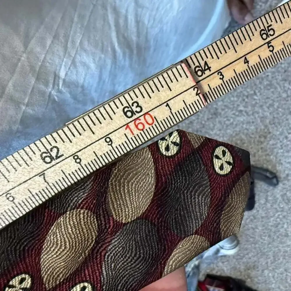 Versini Silk Tie Burgundy Brown Skull Geometric Pattern
